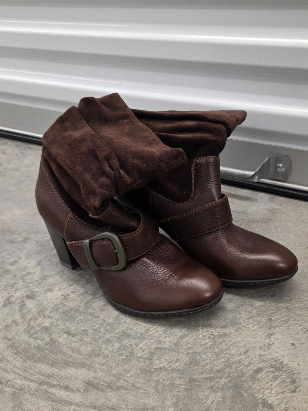 BOC Leather/Suede Mid Calf Buckled Boots